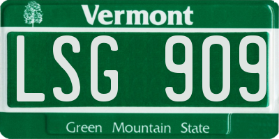 VT license plate LSG909