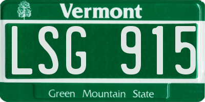 VT license plate LSG915