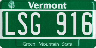 VT license plate LSG916