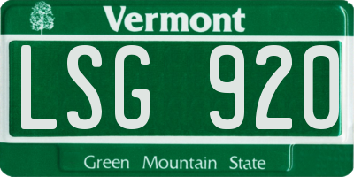 VT license plate LSG920