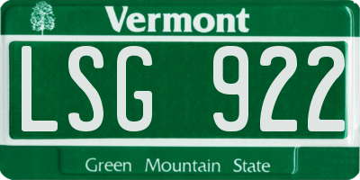 VT license plate LSG922