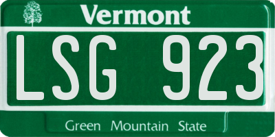 VT license plate LSG923