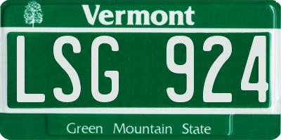 VT license plate LSG924
