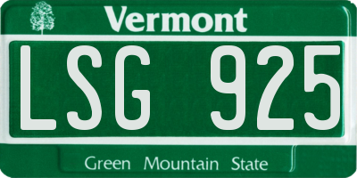 VT license plate LSG925