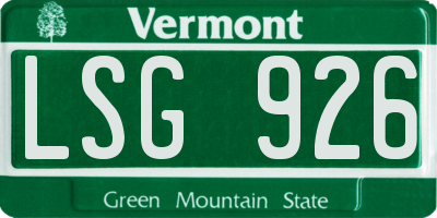 VT license plate LSG926