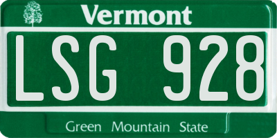 VT license plate LSG928