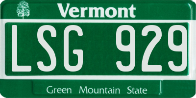 VT license plate LSG929