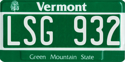 VT license plate LSG932