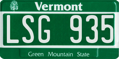 VT license plate LSG935
