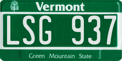 VT license plate LSG937