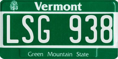 VT license plate LSG938