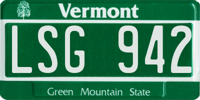 VT license plate LSG942