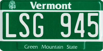 VT license plate LSG945