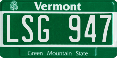 VT license plate LSG947