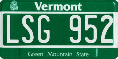 VT license plate LSG952