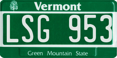 VT license plate LSG953