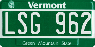 VT license plate LSG962
