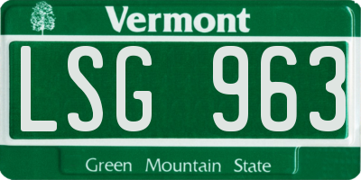 VT license plate LSG963