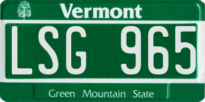 VT license plate LSG965