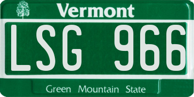 VT license plate LSG966