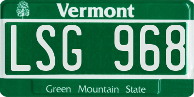 VT license plate LSG968