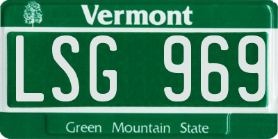 VT license plate LSG969