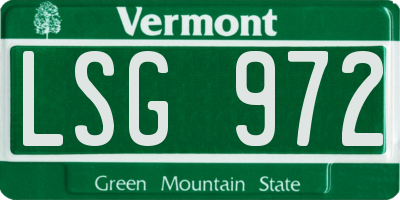 VT license plate LSG972