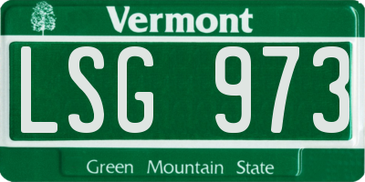 VT license plate LSG973