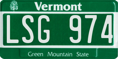 VT license plate LSG974