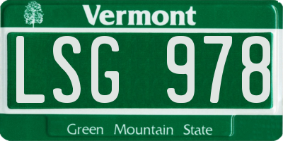 VT license plate LSG978