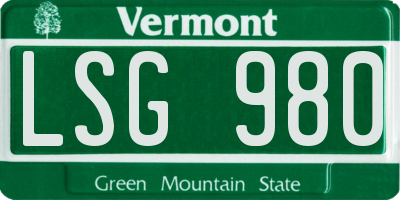 VT license plate LSG980