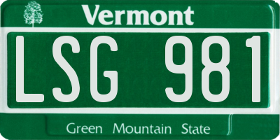 VT license plate LSG981