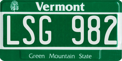 VT license plate LSG982