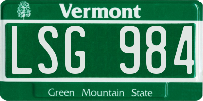 VT license plate LSG984