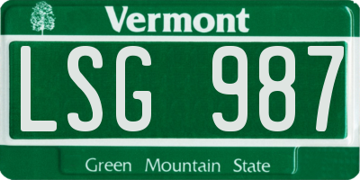 VT license plate LSG987
