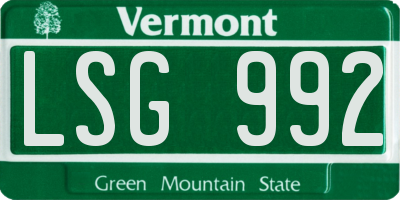 VT license plate LSG992