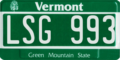 VT license plate LSG993