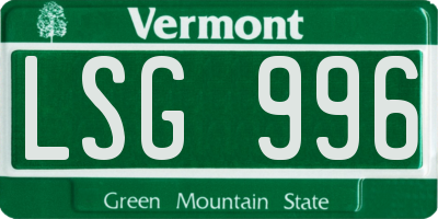 VT license plate LSG996