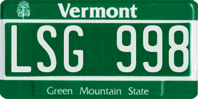 VT license plate LSG998