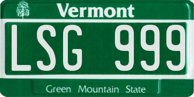 VT license plate LSG999