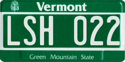 VT license plate LSH022