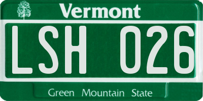 VT license plate LSH026