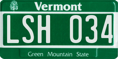 VT license plate LSH034