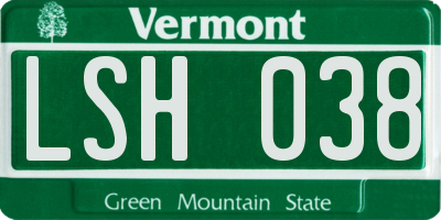 VT license plate LSH038