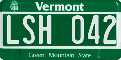 VT license plate LSH042