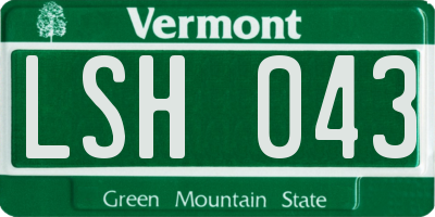 VT license plate LSH043