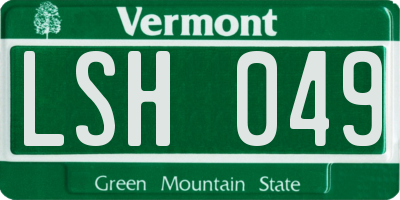 VT license plate LSH049