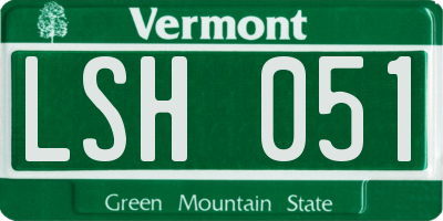 VT license plate LSH051