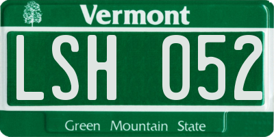 VT license plate LSH052
