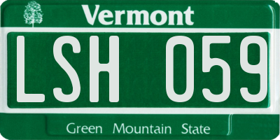 VT license plate LSH059